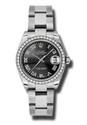 Rolex Datejust Lady 31 Black Sunburst Dial Stainless Steel Oyster Bracelet Automatic Watch 178384BKSBRO