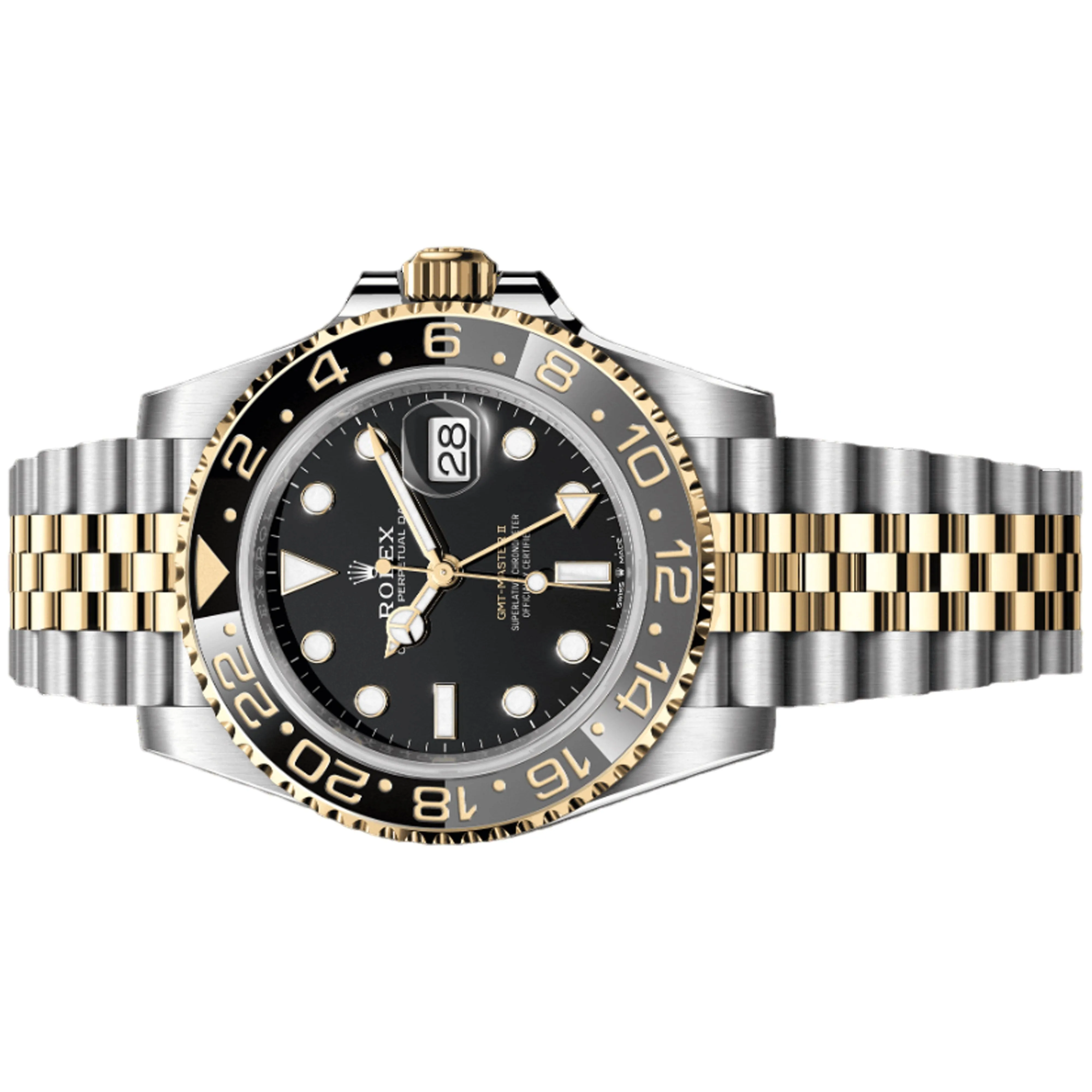 Rolex GMT Master II 40mm 126713GRNR-0001 Yellow Gold, Black Dial, Worn