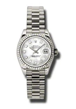 Rolex Lady-Datejust 26 Mother Of Pearl Dial 18K White Gold President Automatic Ladies Watch 179179MDP