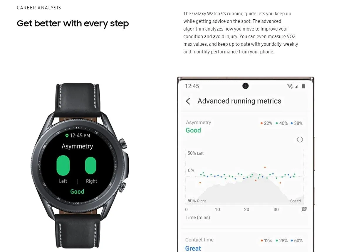 Samsung Galaxy Watch3 2020 Smartwatch (Bluetooth   Wi-Fi   GPS) International Model (Black, 45mm) (Renewed)