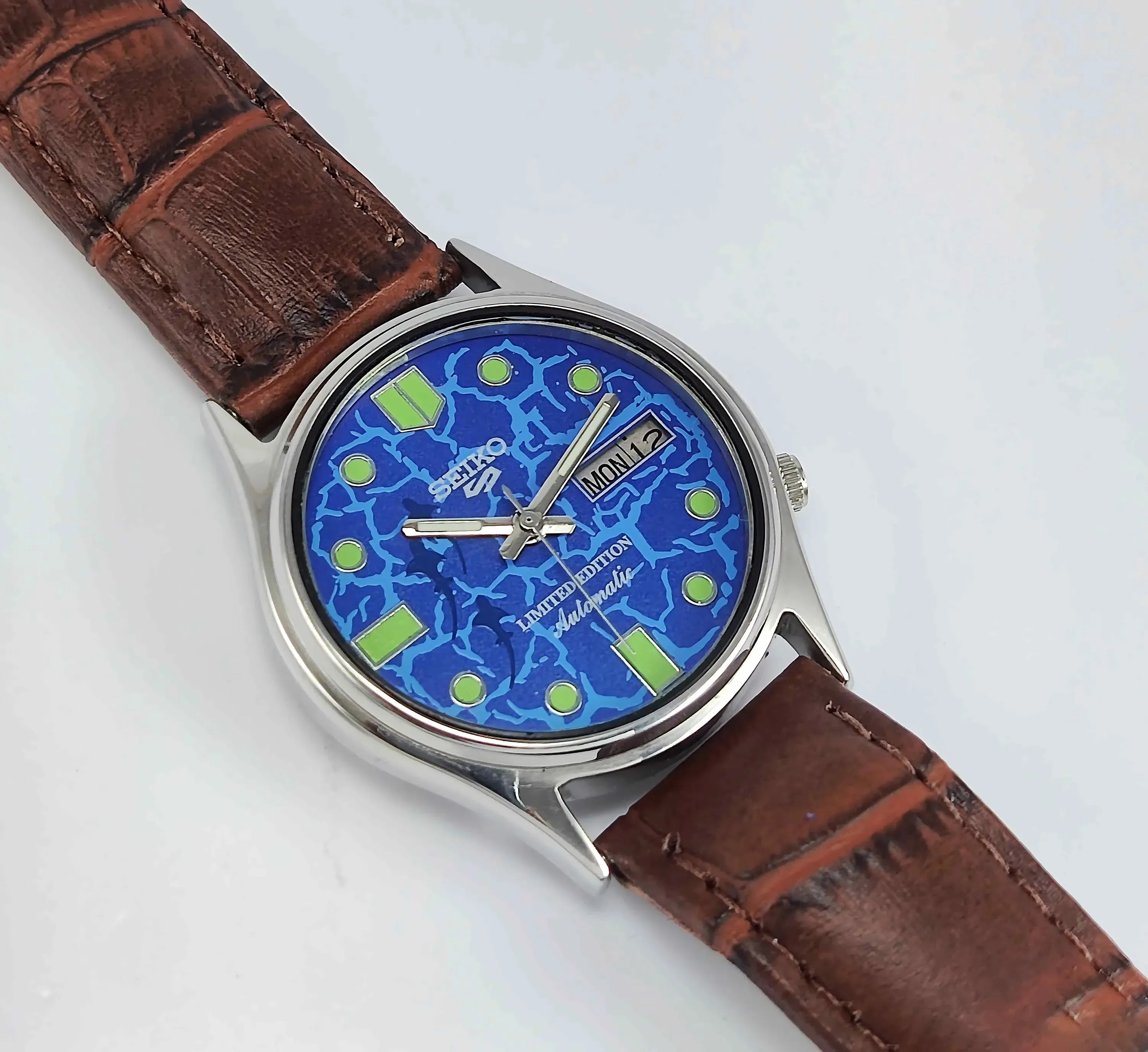 Seiko 5 Automatic-7009A Analog 17 Jewels Analog Day Date Blue Dial Men's Mechanical Watch