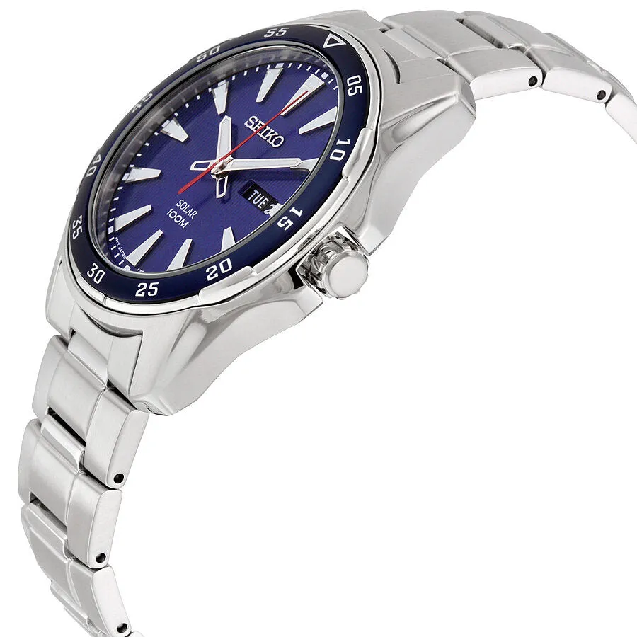 Seiko Solar Blue Dial Stainless Steel Men's Watch SNE391
