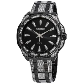Seiko Solar Crystal Black Dial Men's Watch SNE459