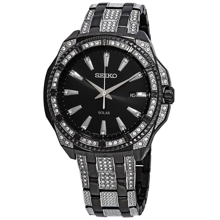 Seiko Solar Crystal Black Dial Men's Watch SNE459