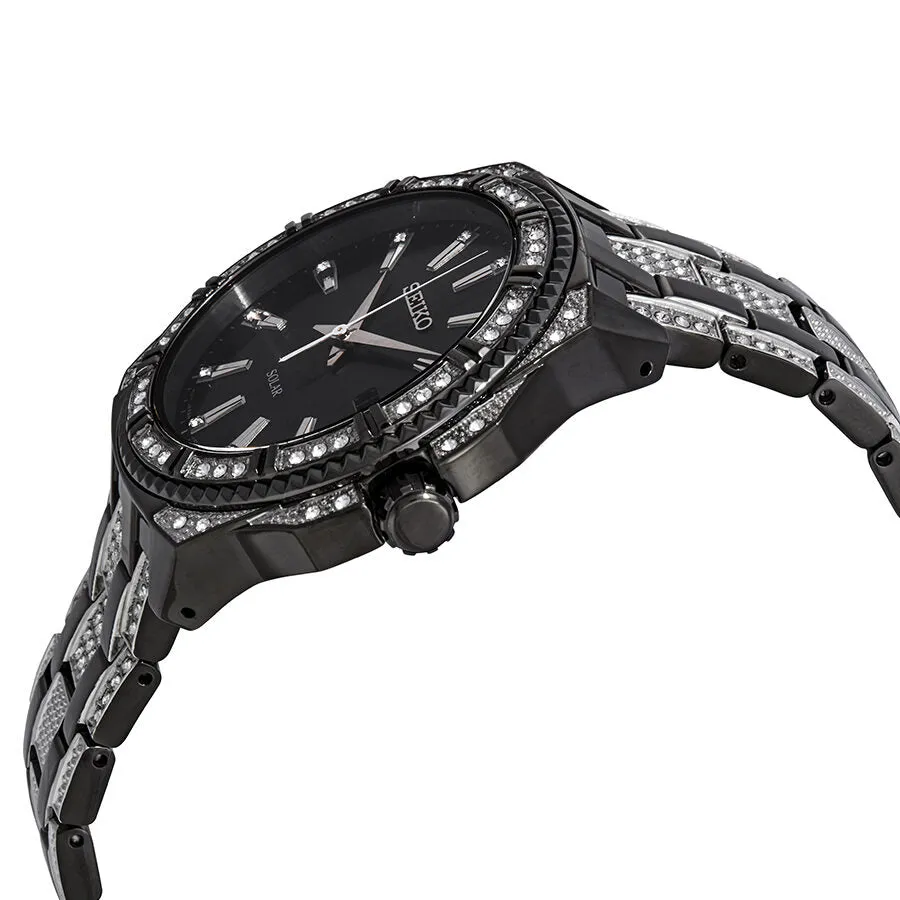 Seiko Solar Crystal Black Dial Men's Watch SNE459