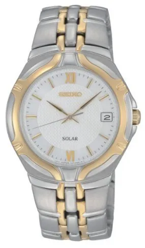 Seiko Solar White Dial Two-Tone Stainless Steel Men's Watch SNE170