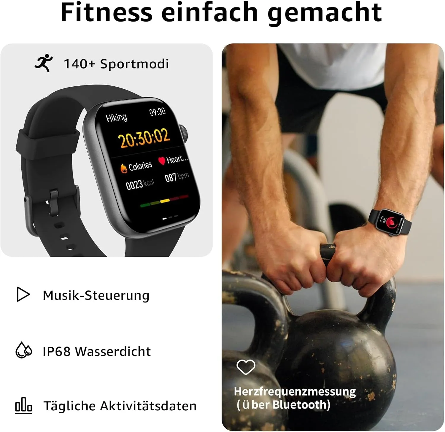 Smartwatch Damen Herren, 1,85" HD Touch Fitnessuhr Mit Telefonfunktion, 140 Sportmodi Smart Watch Fitness Tracker Mit Pulsmesser Schlafmonitor Schrittzähler, IP68 Wasserdicht Sportuhr Für Ios Android