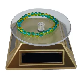 Solar & Battery Power 360 Degree Rotating Display Stands (1 PC) Gold Color 4x2 Inch Plate Dia 3.25 Inch For Watches Jewellery Bracelets Rings Phones