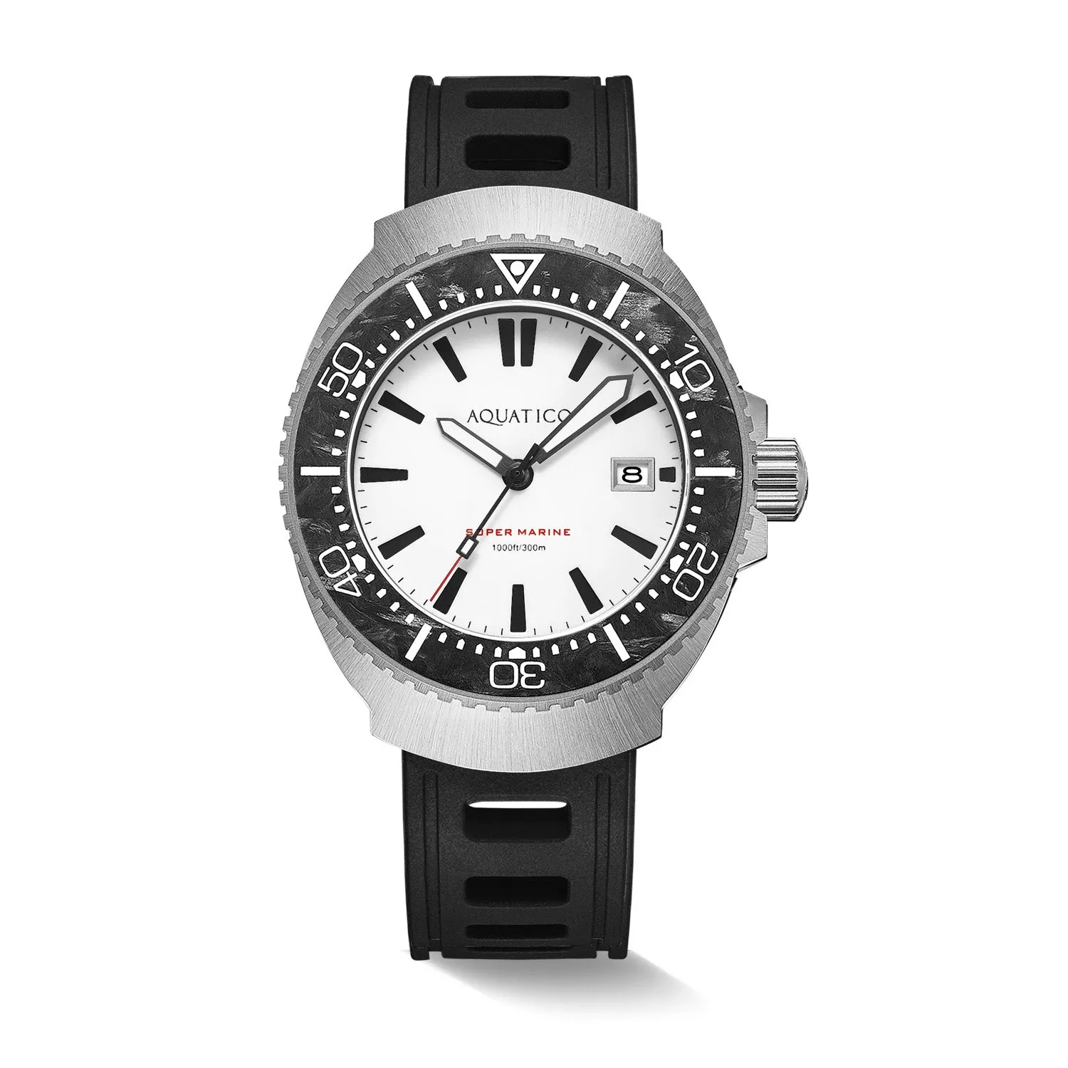 Super Marine Titanium Full Lume White Dial Forged Carbon Inlay