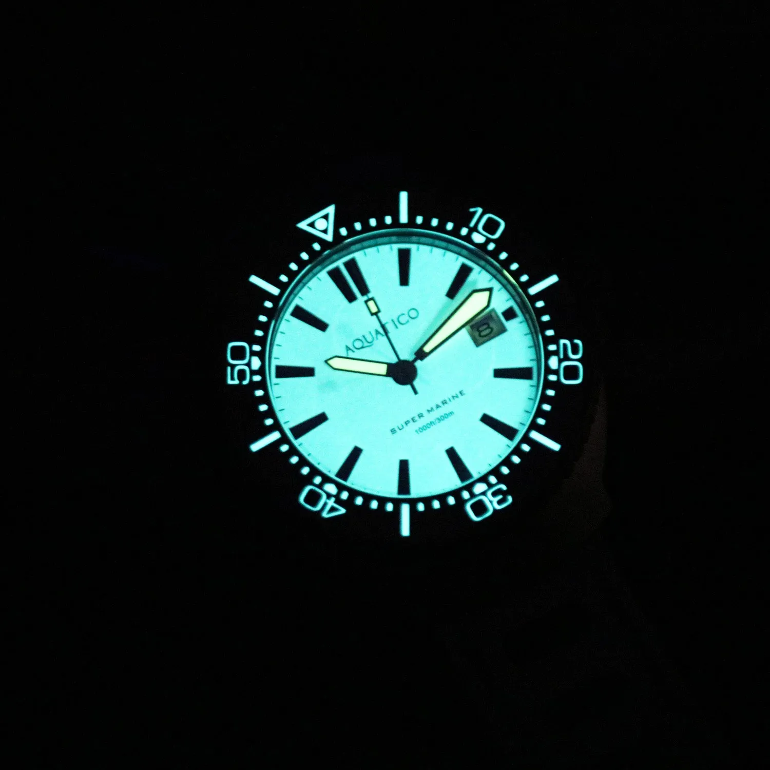 Super Marine Titanium Full Lume White Dial Forged Carbon Inlay