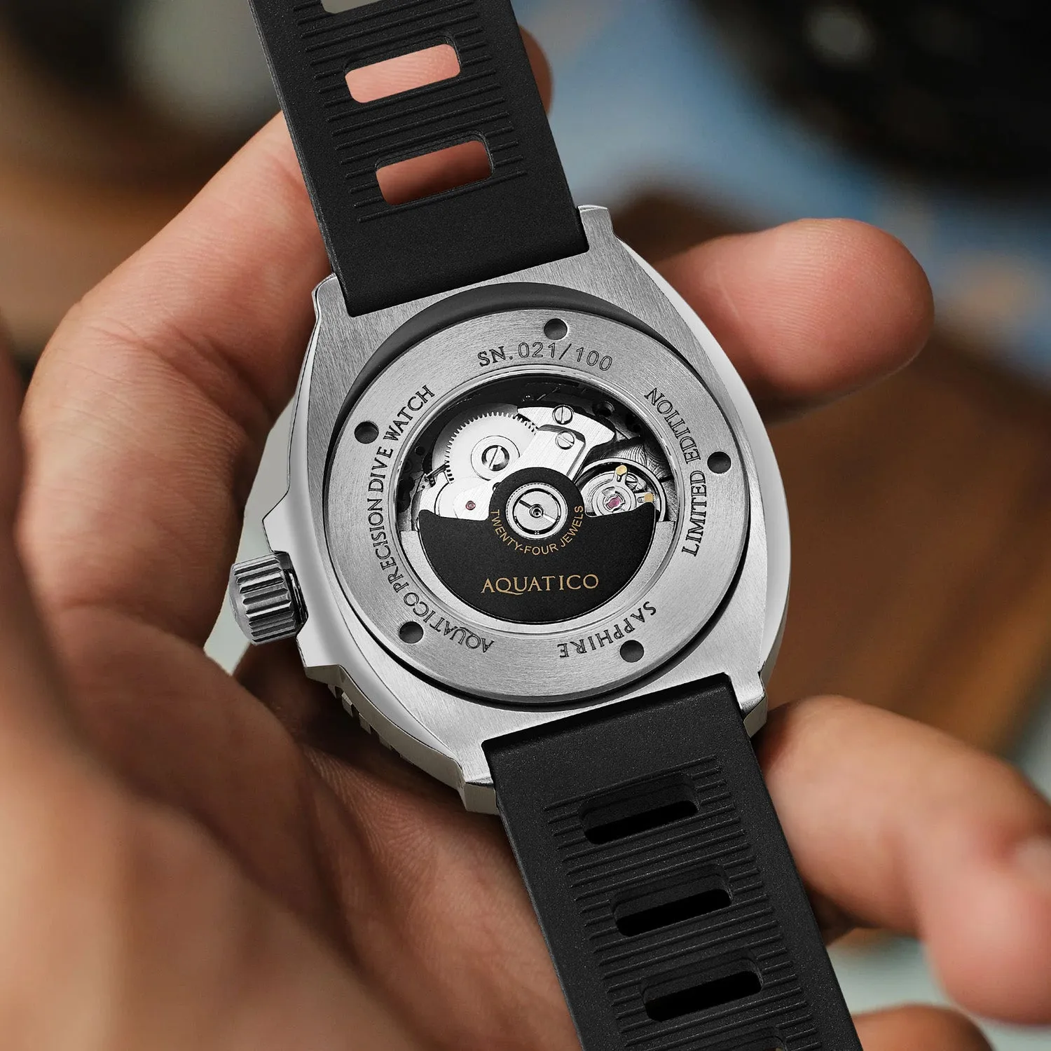 Super Marine Titanium Full Lume White Dial Forged Carbon Inlay