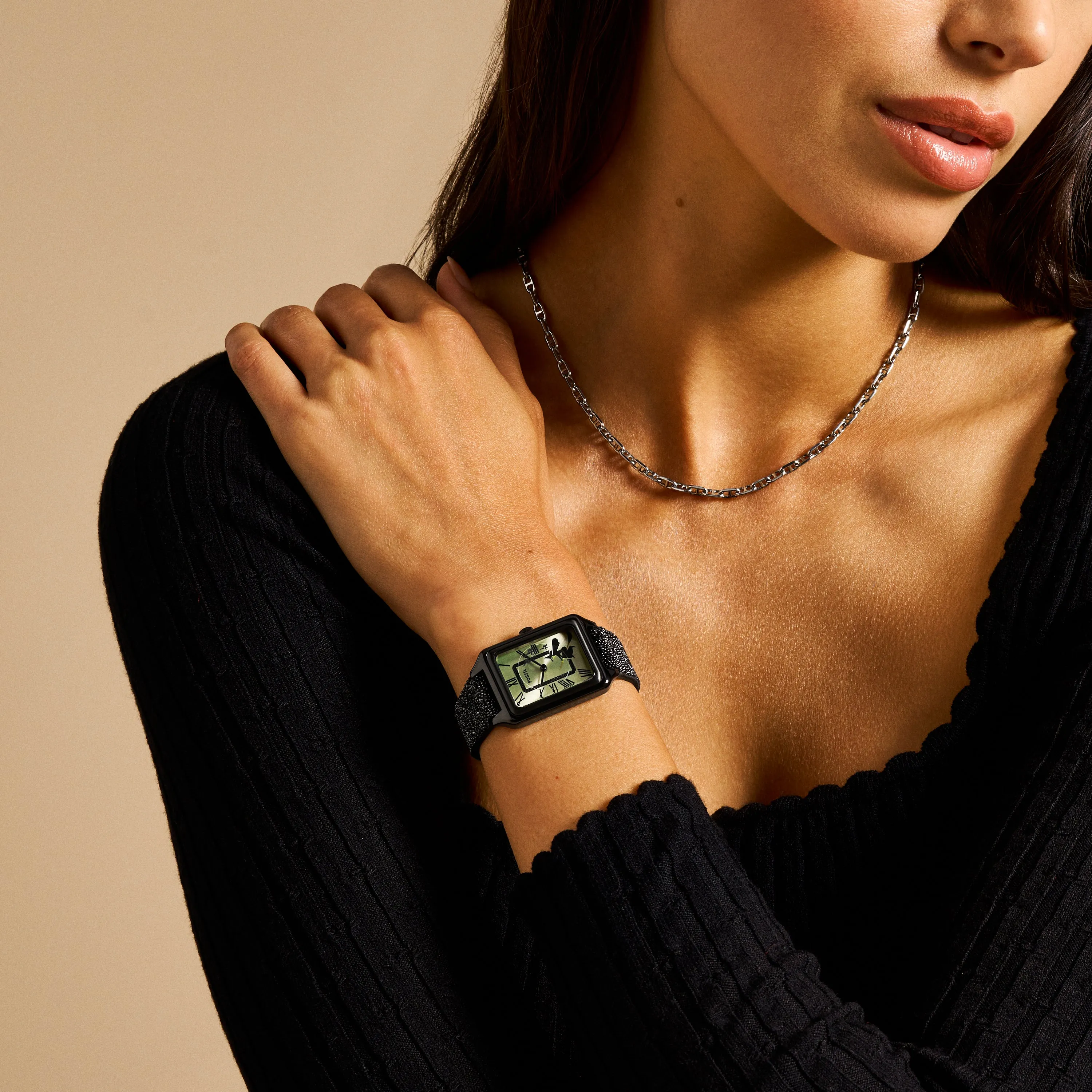The Wizard of Oz x Fossil Limited Edition Three-Hand Black Crystal Fabric Watch