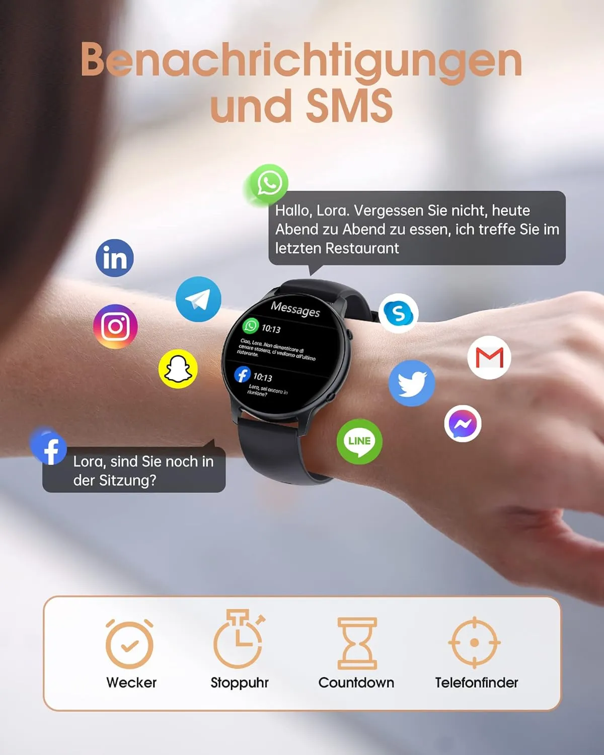 TUYOMA Smartwatch Damen, 1,3 Zoll Touchscreen Fitnessuhr Damen, IP68 Wasserdicht Sportuhr Schrittzähler mit Herzfrequenz, SpO2, Schlafmonitor, für iOS und Android