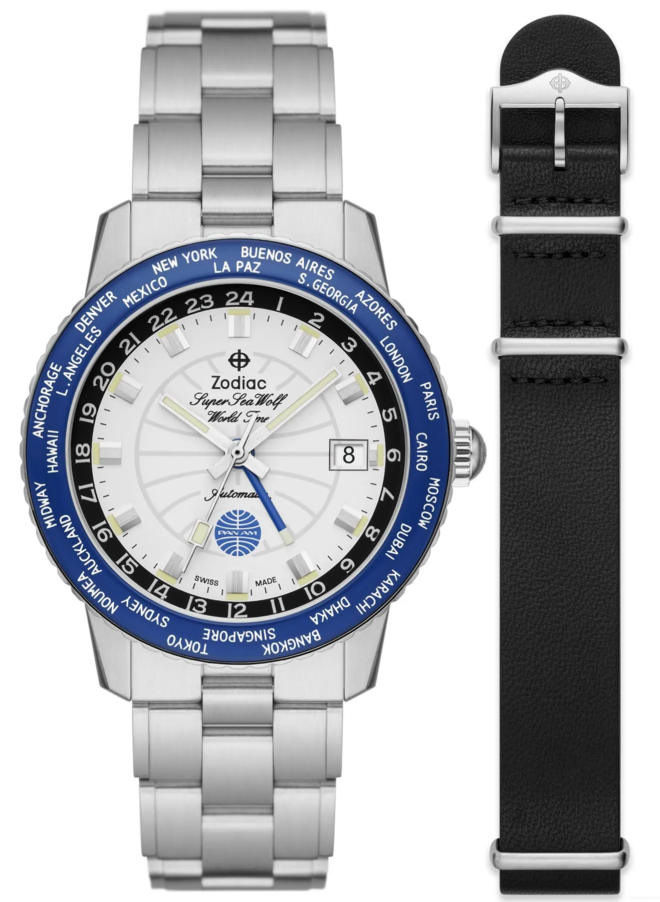 ZOD Watch Super Sea WOF WORSld Time GMT Pan Am